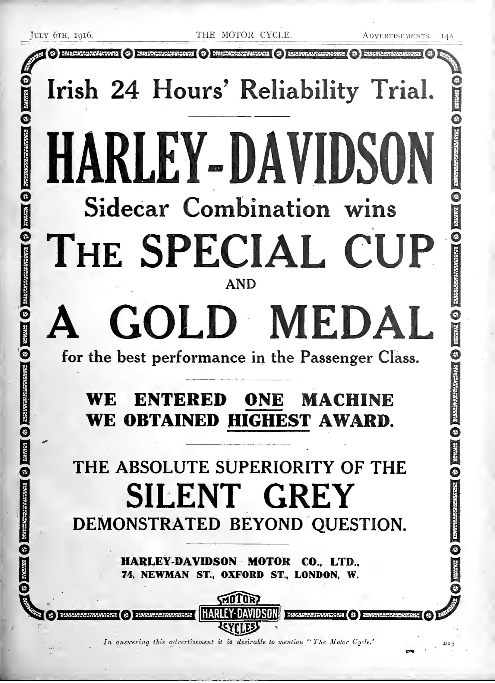 1916 - Anuncios de Harley-Davidson