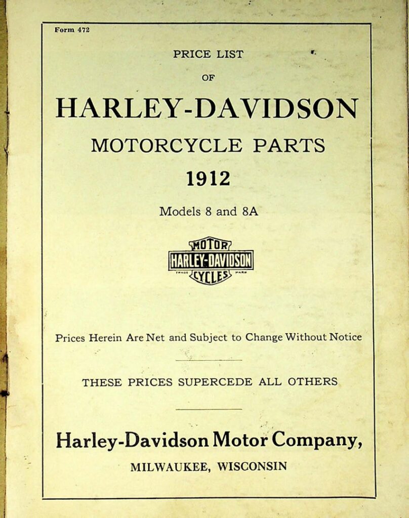 1912 - Harley-Davidson Parts models 8 and 8A