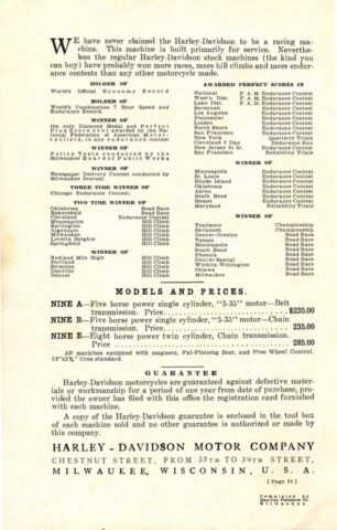 1913 - Harley-Davidson folleto