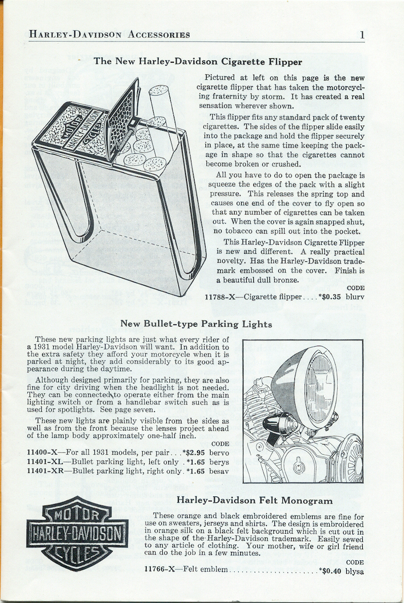 1931 - Harley-Davidson accesorios