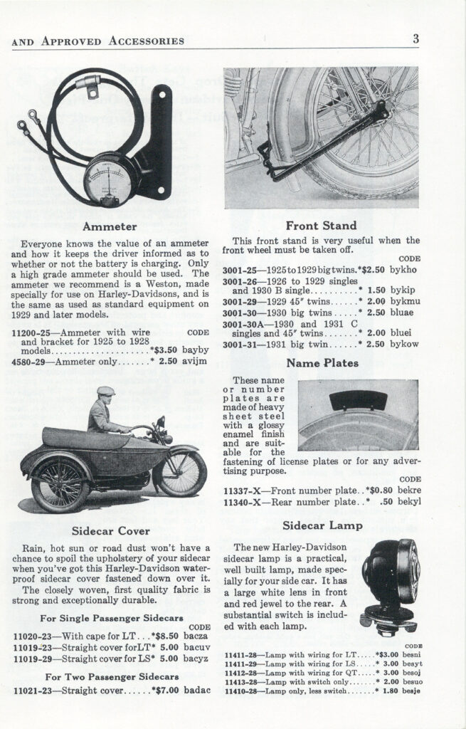 1931 - Harley-Davidson accesorios