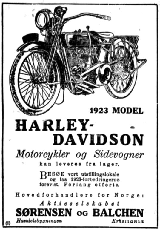1923 - Distribuidor Harley-Davidson Sorensen de Noruega