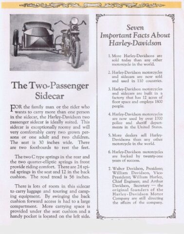 1925 - Harley-Davidson folleto de ventas