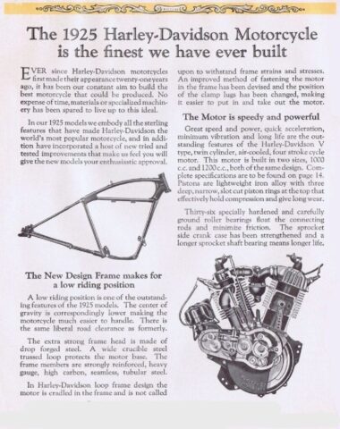 1925 - Harley-Davidson folleto de ventas