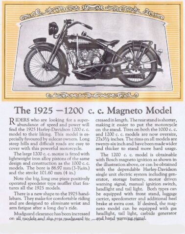 1925 - Harley-Davidson folleto de ventas