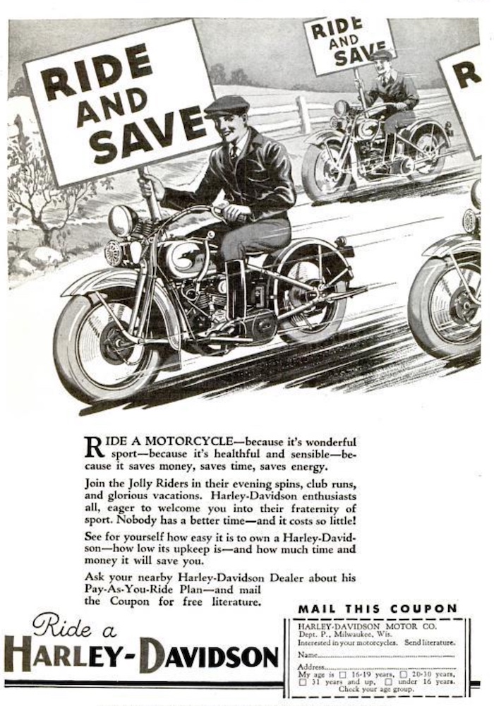 1933 - Anuncio de Harley-Davidson