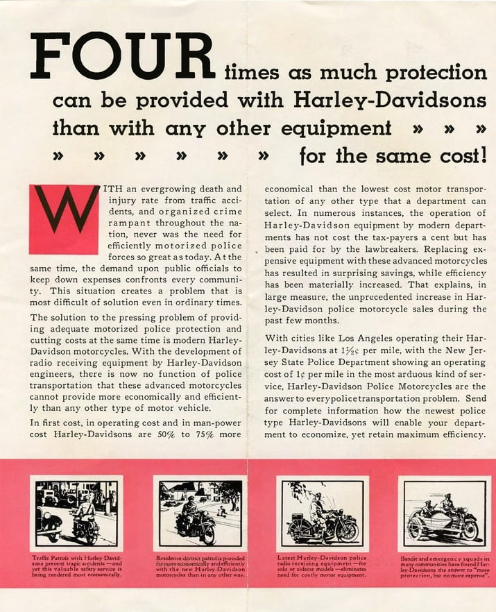 1932 - Harley-Davidson folleto Policía