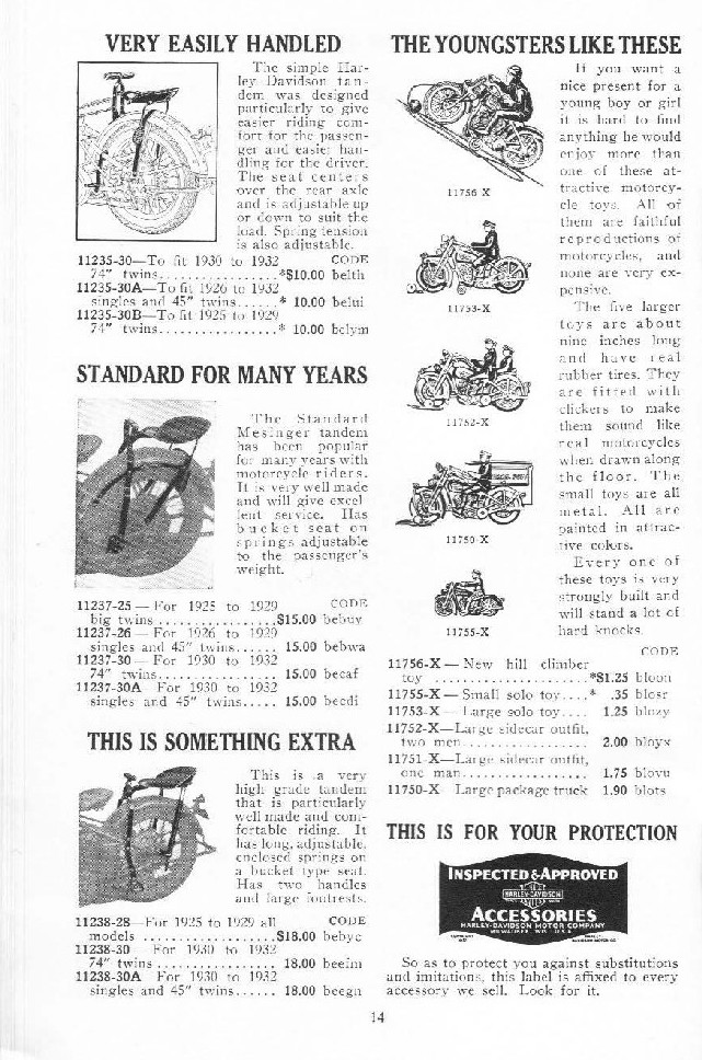 1932 - Harley-Davidson accesorios