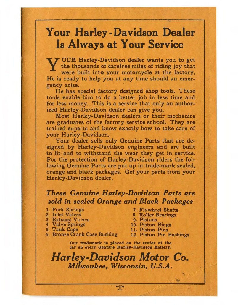 1934 - Harley-Davidson Riders Handbook 45 Twin y Singles
