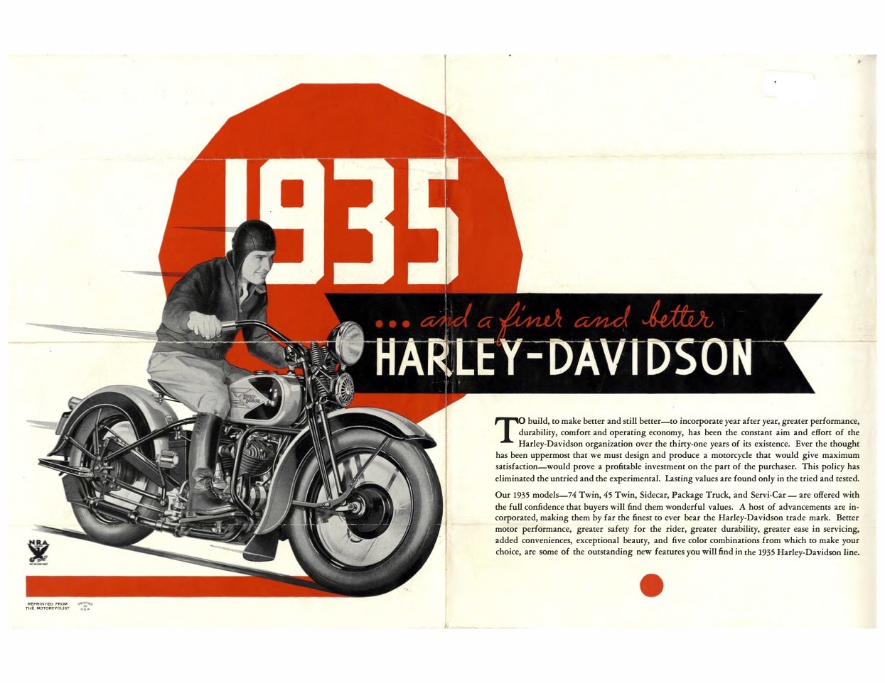 1935 - Harley-Davidson folleto de ventas