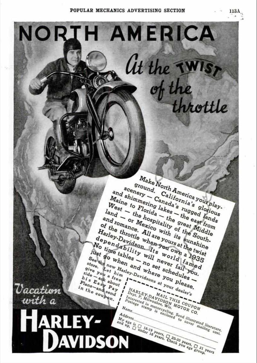 1935 - Harley-Davidson anuncios epoca