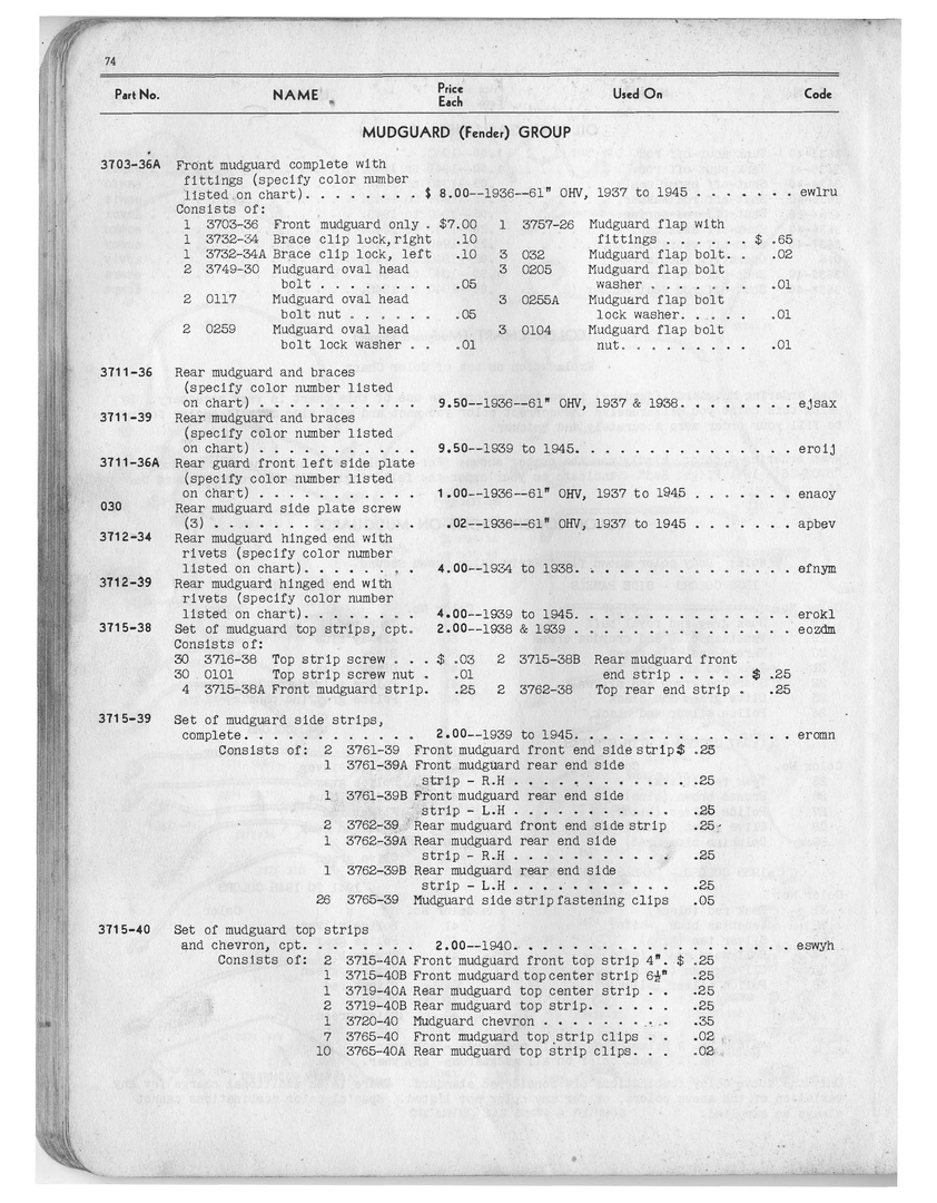 1936 - 1945 - Harley-Davidson Spare Parts Catalog