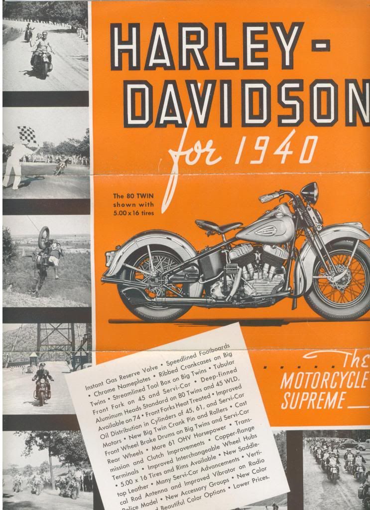 1940 - Harley-Davidson folleto ventas y Enthusiast
