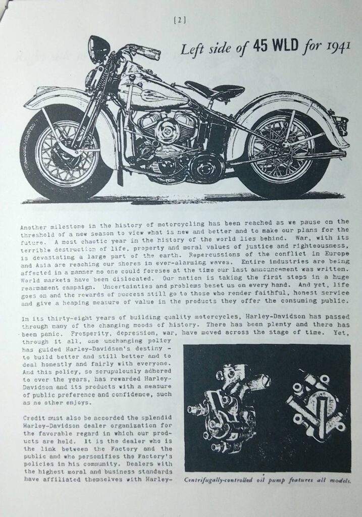 1941 - Harley-Davidson folleto New Bulletin
