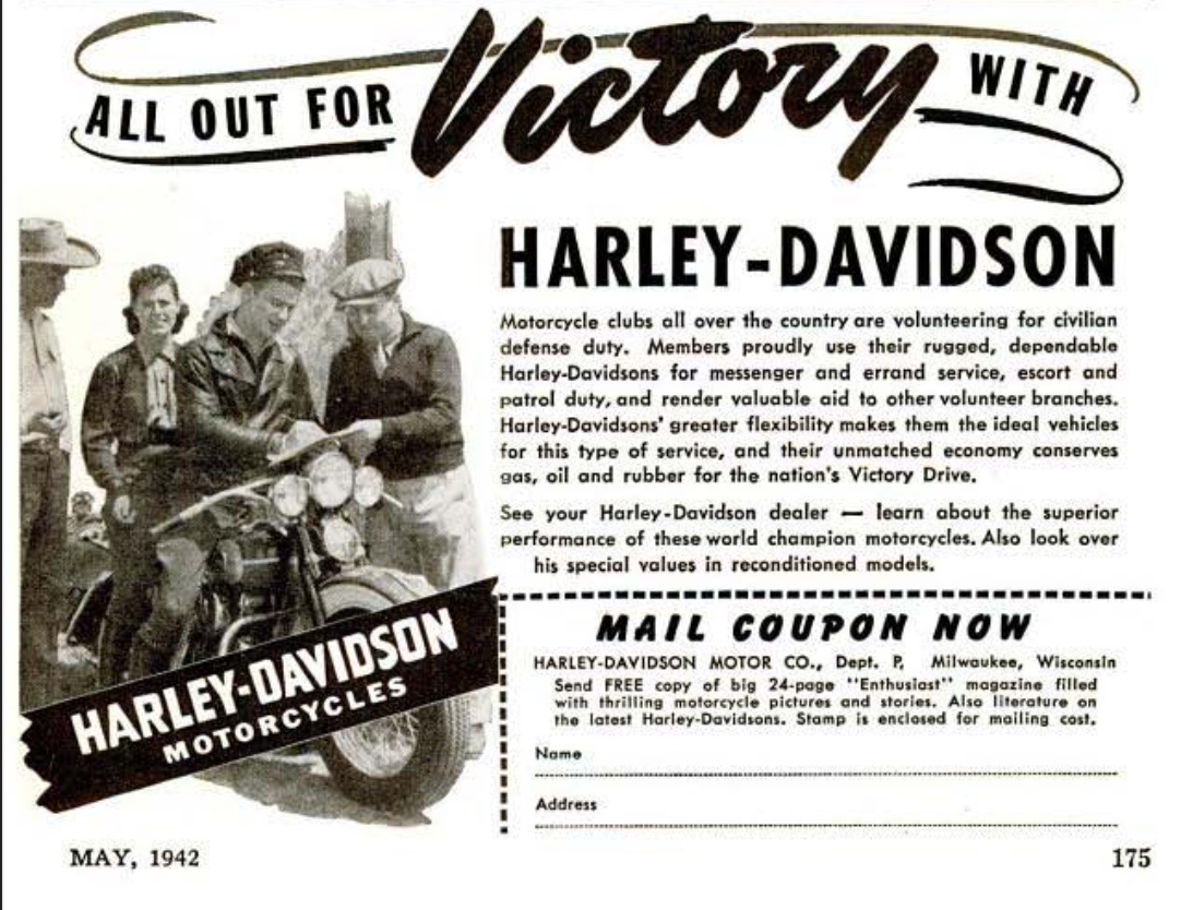 1942 - Harley-Davidson anuncio