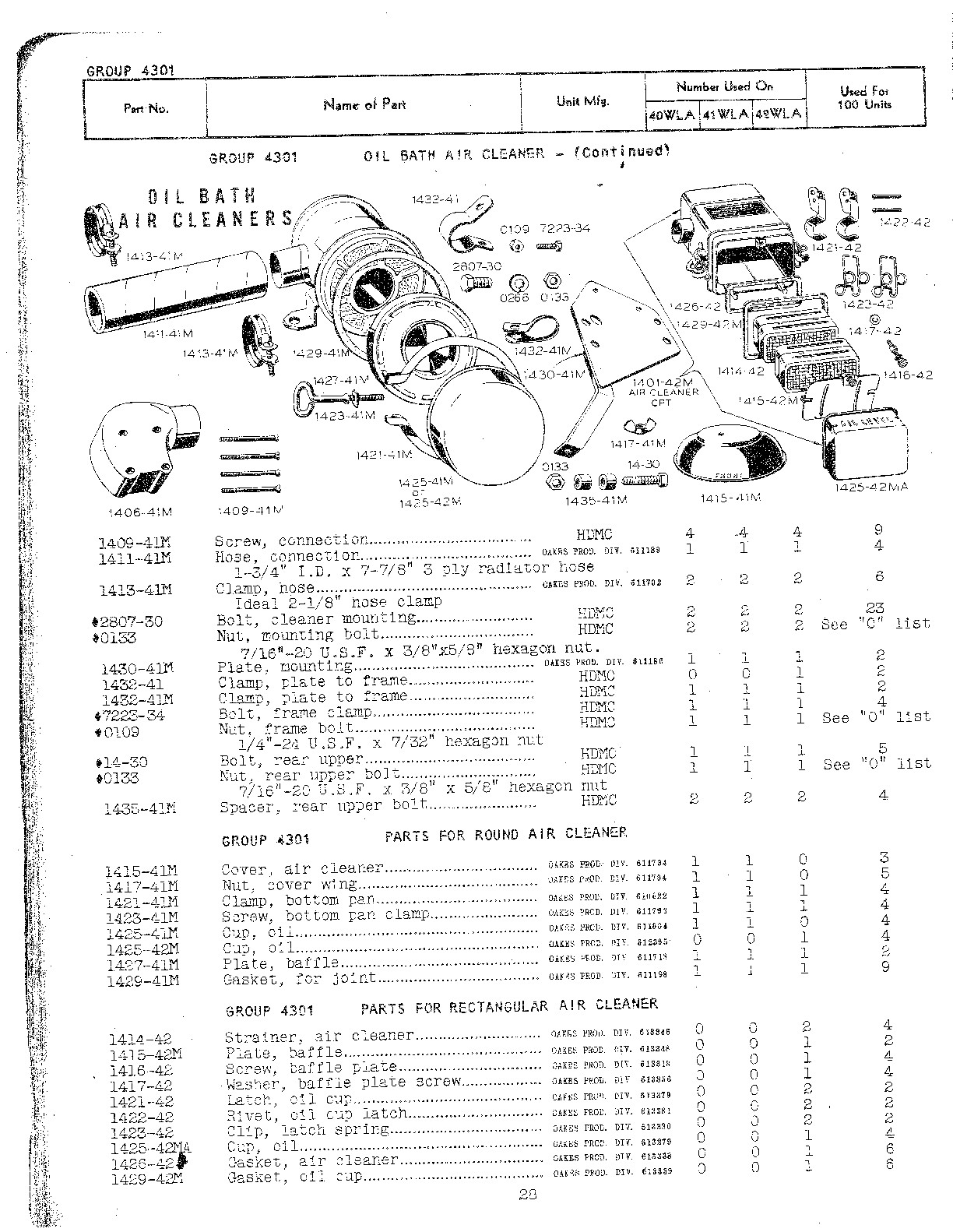 1942 - Harley-Davidson WLA - TM10-1482 Parts list