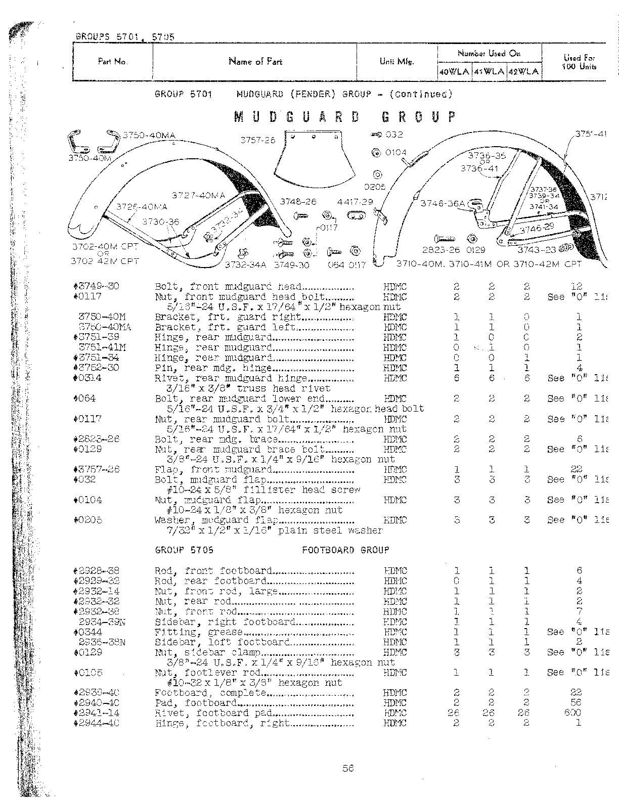 1942 - Harley-Davidson WLA - TM10-1482 Parts list