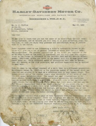 1942 - 1943 Harley-Davidson WLA Generator Literatura Despiece