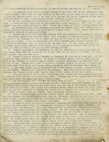 1942 - 1943 Harley-Davidson WLA Generator Literatura Despiece