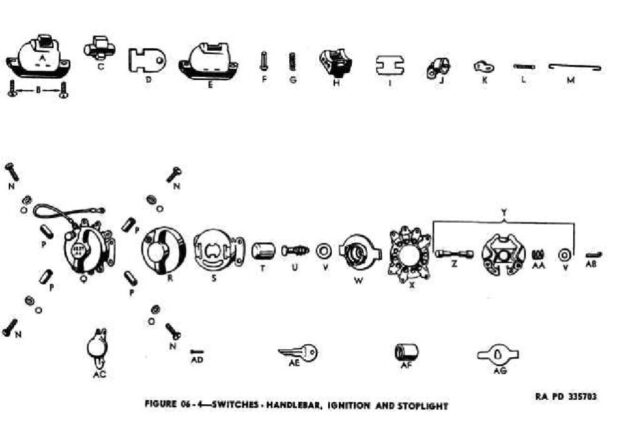 1942 - 1943 Harley-Davidson WLA Generator Literatura Despiece