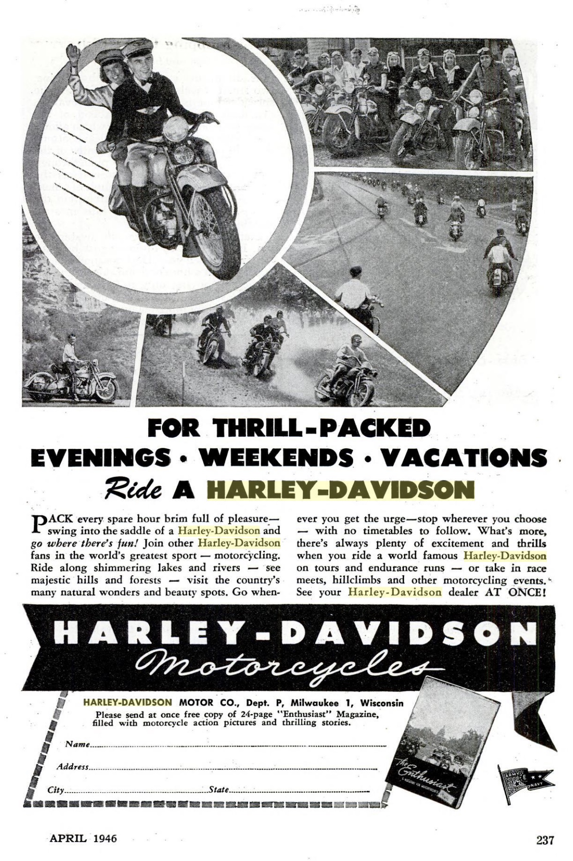 1946 - Anuncio Harley-Davidson