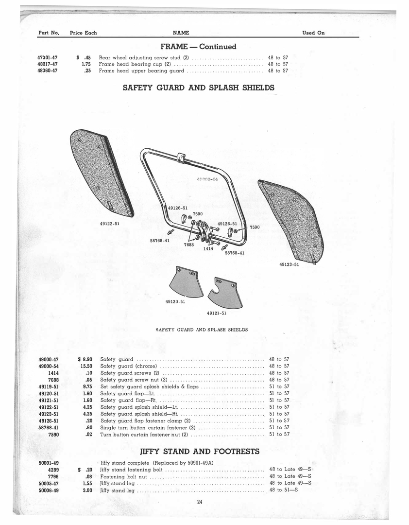 1948-1957 - Harley-Davidson Spare parts catalog all singles