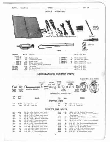 1948-1957 - Harley-Davidson Spare parts catalog all singles