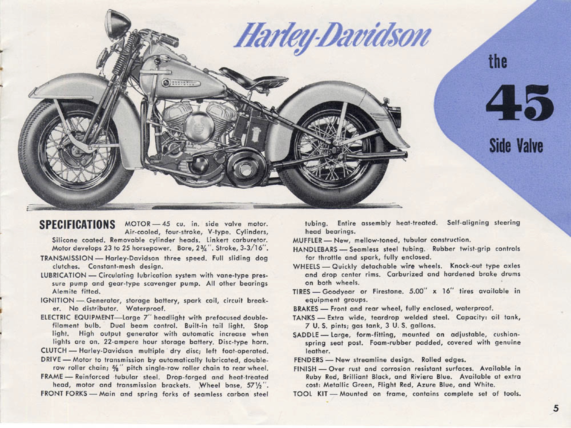 1950 - Harley-Davidson folleto de ventas