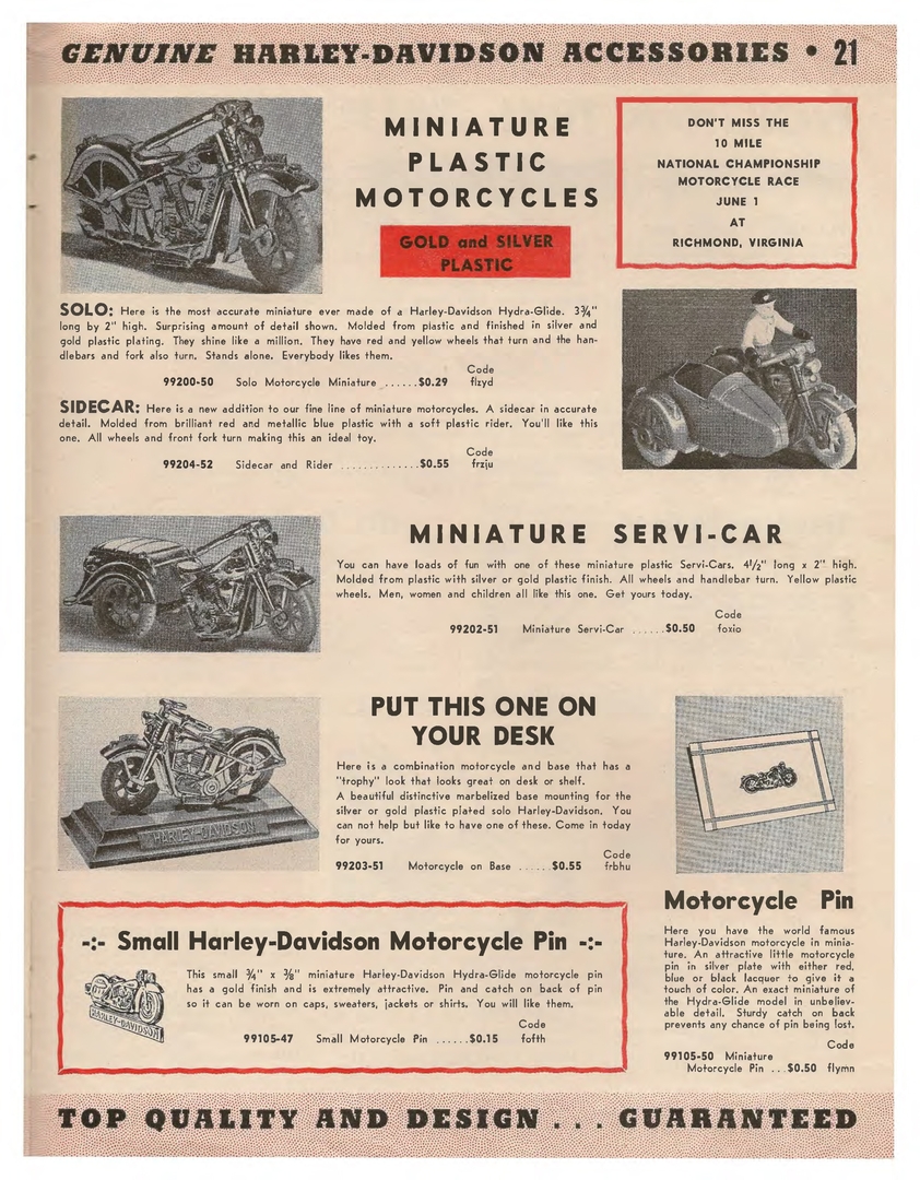 1952 - Harley-Davidson Accesorios
