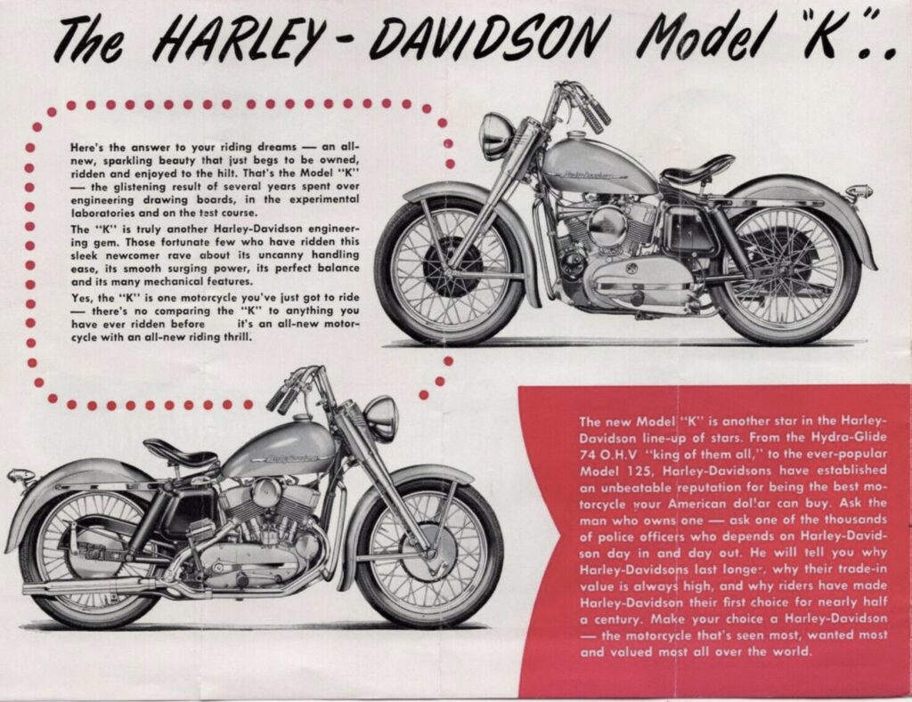 1952 - Harley-Davidson Modelo K Folleto ventas
