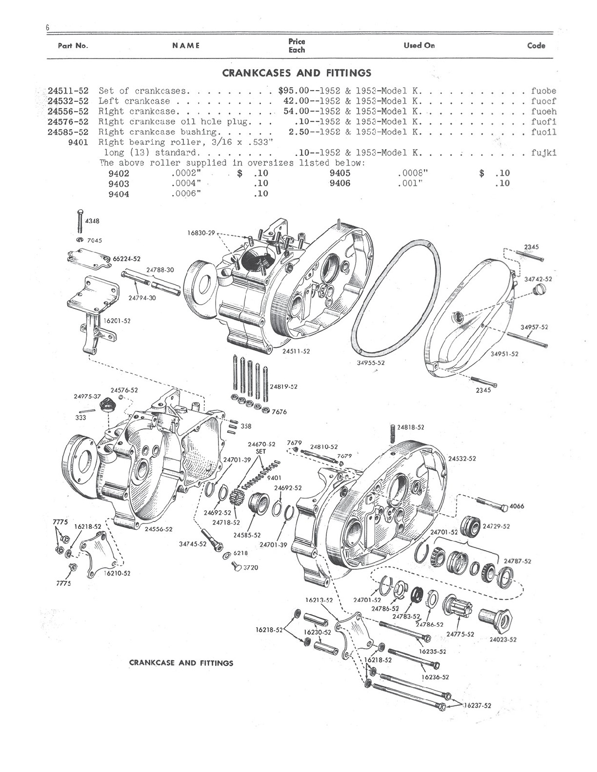 1952-1953 - Harley-Davidson Model K Spare Parts