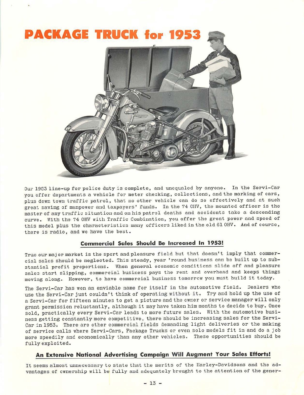 1953 - Harley-Davidson New Model brochure bulletin
