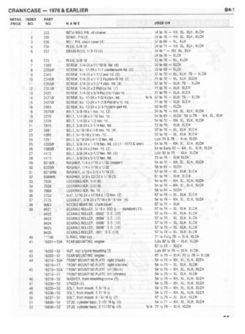 1954-1978 - Harley-Davidson Sportster XLH XLCH-1000 Parts Catalog