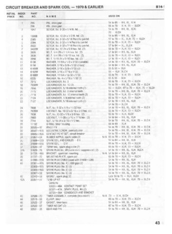 1954-1978 - Harley-Davidson Sportster XLH XLCH-1000 Parts Catalog