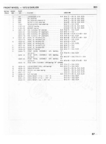 1954-1978 - Harley-Davidson Sportster XLH XLCH-1000 Parts Catalog