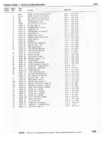 1954-1978 - Harley-Davidson Sportster XLH XLCH-1000 Parts Catalog