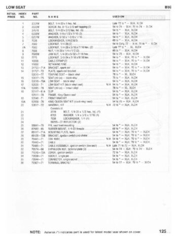 1954-1978 - Harley-Davidson Sportster XLH XLCH-1000 Parts Catalog