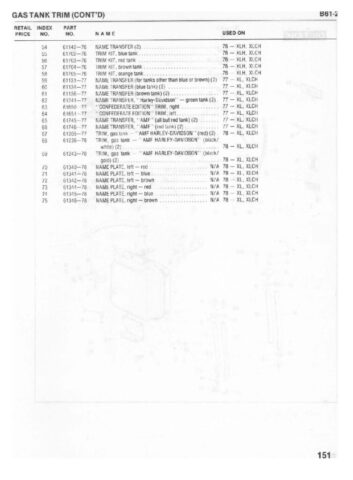 1954-1978 - Harley-Davidson Sportster XLH XLCH-1000 Parts Catalog