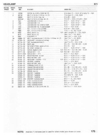 1954-1978 - Harley-Davidson Sportster XLH XLCH-1000 Parts Catalog