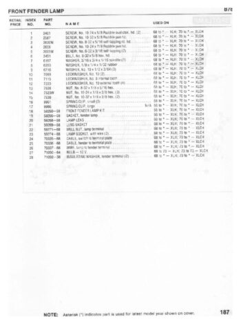 1954-1978 - Harley-Davidson Sportster XLH XLCH-1000 Parts Catalog