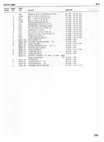 1954-1978 - Harley-Davidson Sportster XLH XLCH-1000 Parts Catalog