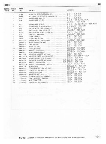 1954-1978 - Harley-Davidson Sportster XLH XLCH-1000 Parts Catalog