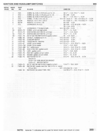 1954-1978 - Harley-Davidson Sportster XLH XLCH-1000 Parts Catalog