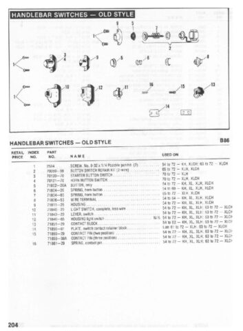 1954-1978 - Harley-Davidson Sportster XLH XLCH-1000 Parts Catalog