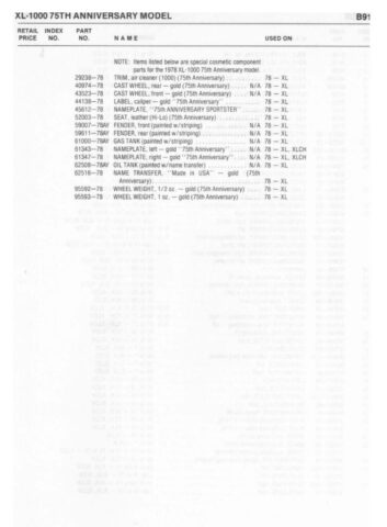 1954-1978 - Harley-Davidson Sportster XLH XLCH-1000 Parts Catalog