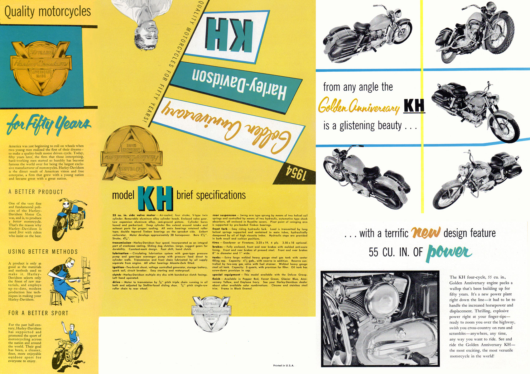 1954 - Harley-Davidson Modelo KH folleto ventas
