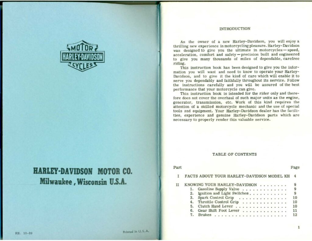 1955 - Harley-Davidson KH Riders Handbook