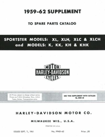 1959-1962 - Harley-Davidson XL K supplement spare parts