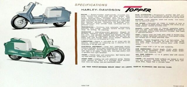 1961 - Harley-Davidson Topper folleto 1961 - Harley-Davidson Topper folleto