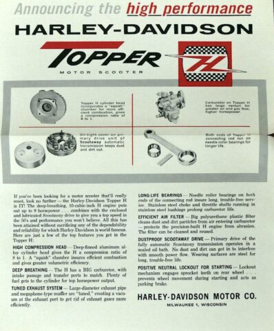 1961 - Harley-Davidson Topper folleto 1961 - Harley-Davidson Topper folleto